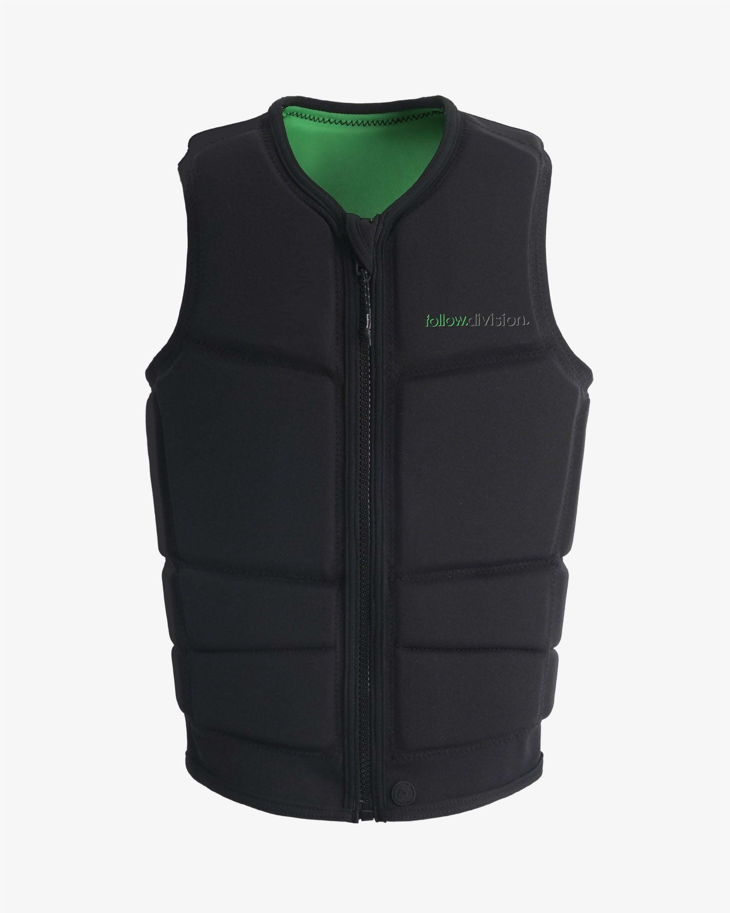 Black Division Impact vest with a Follow brand logo on a white background