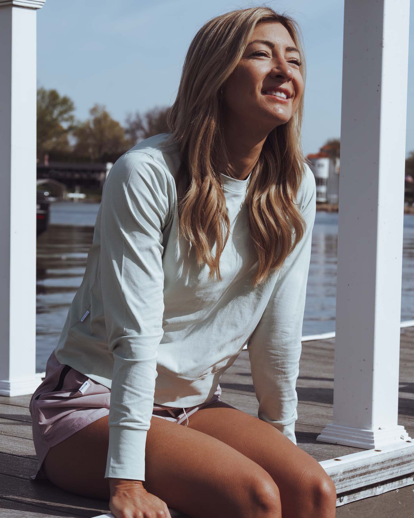 Follow Elara Sun Tee L/S - Light Grey — women's wakeboard tee