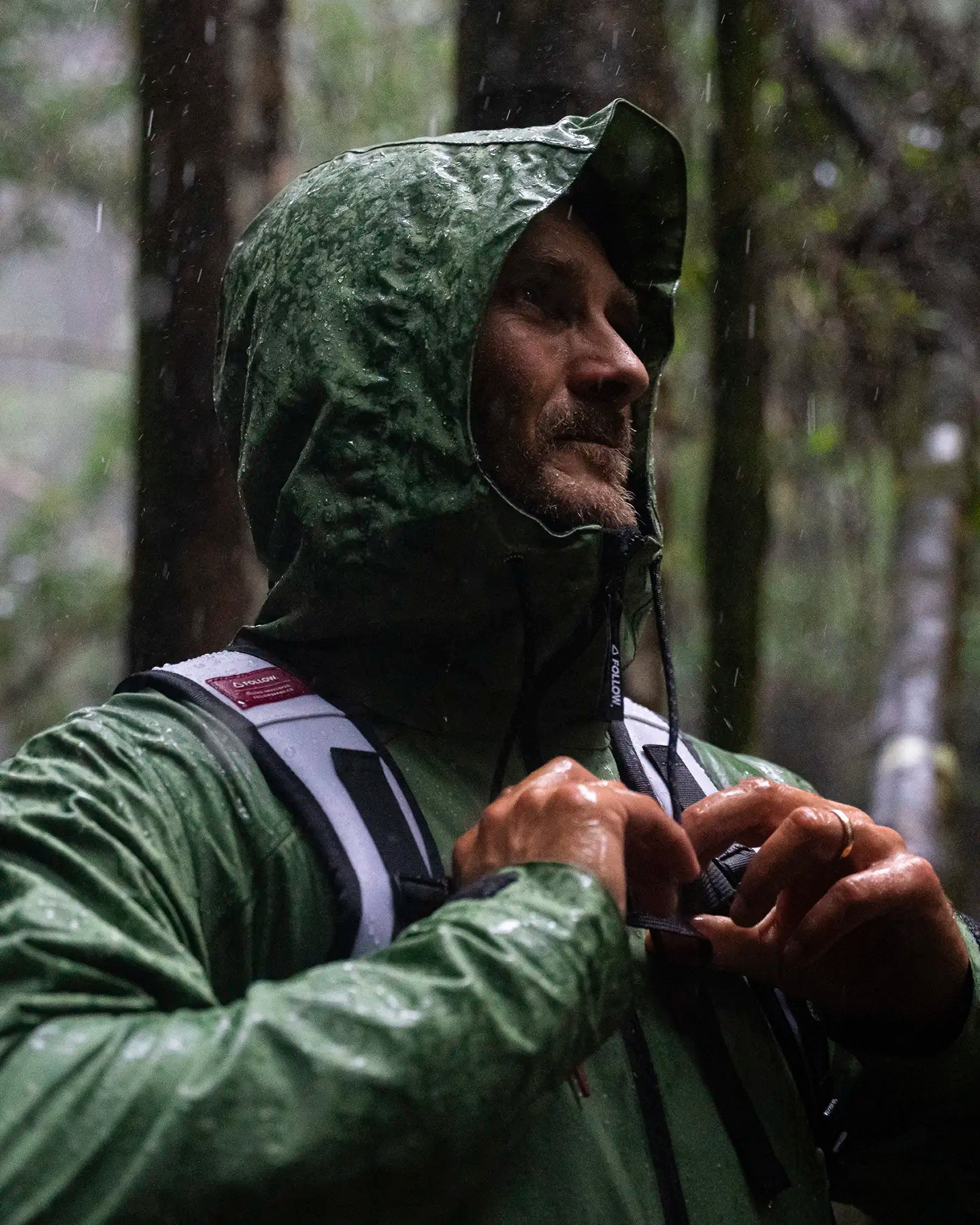 Follow Outer Spray Anorak Jacket - Olive Life Style 1