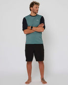 Follow Water Raglan 3/4 Tee - Black/Olive 2