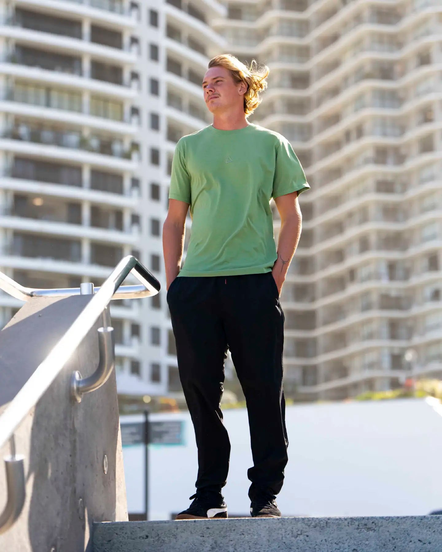 Follow Stitched Tee - Olive 2