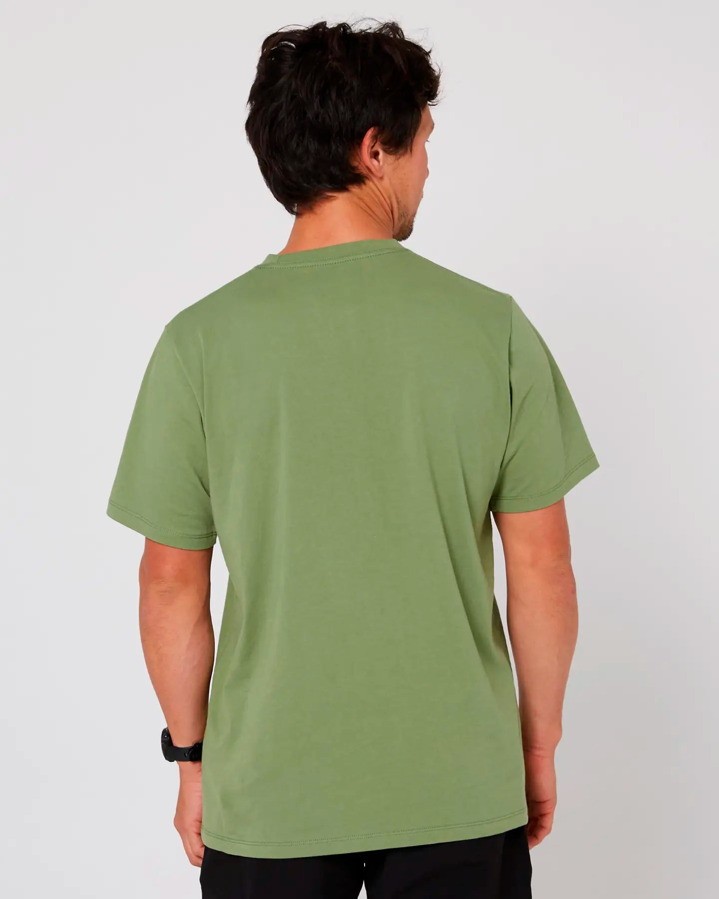 Follow Stitched Tee - Olive Back