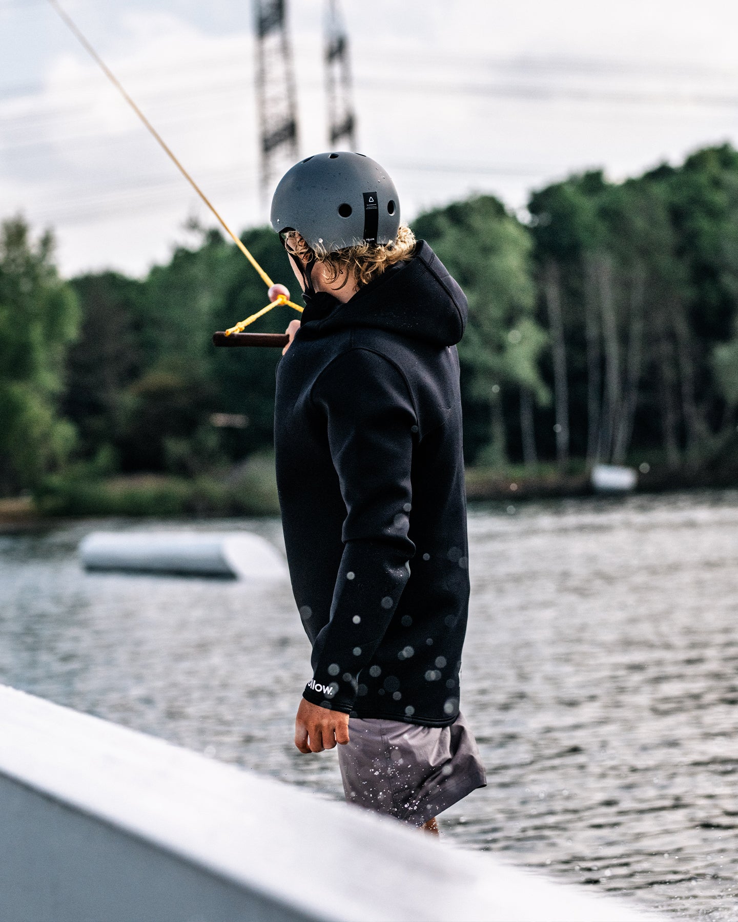 Follow Company Neo Jacket - Black — men's wakeboard jacket, action view 28