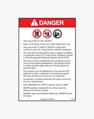 Impact Vest Warning Label - This is NOT A LIFE JACKET!