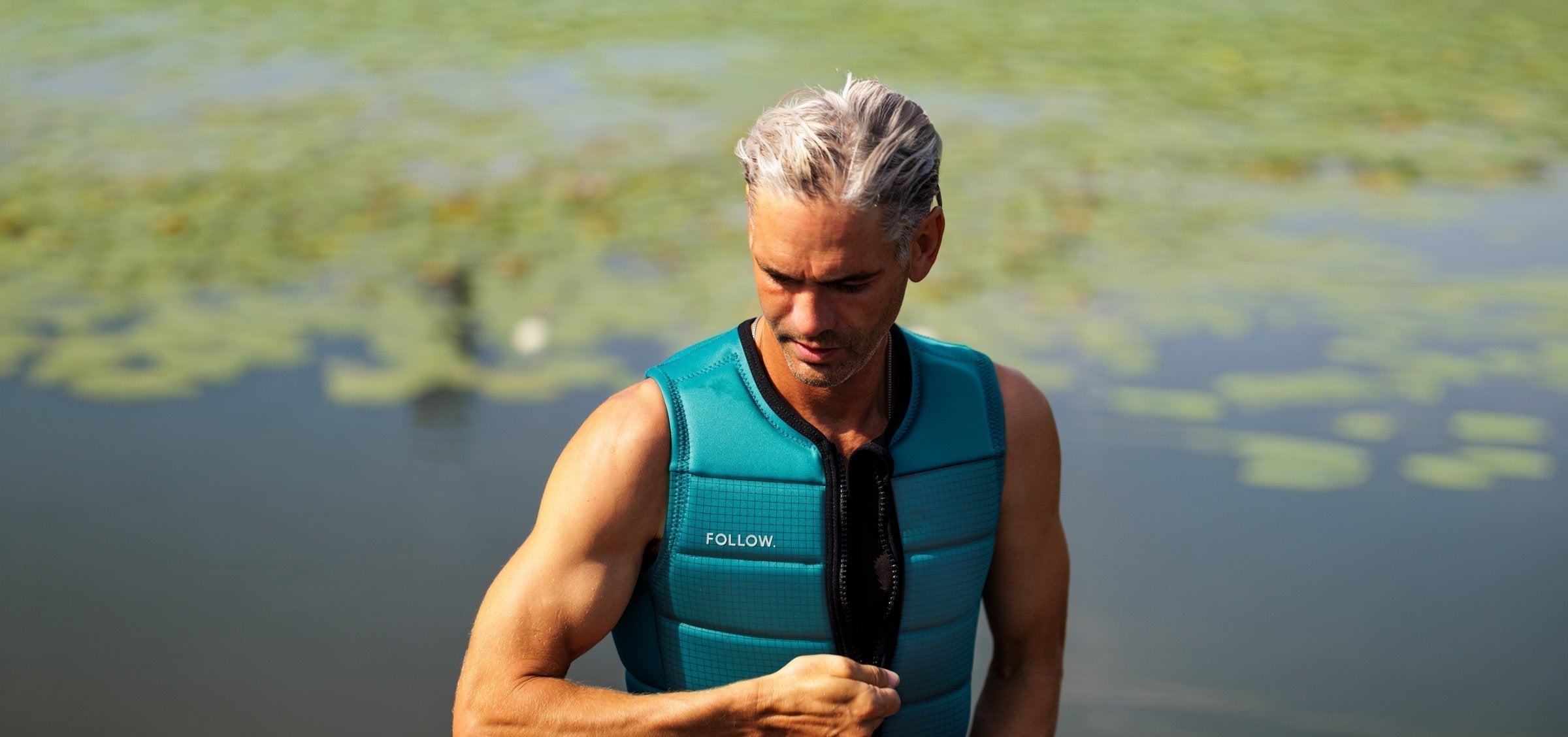 Brian Grubb knows the importance of a properly fitting impact vest, here seen wearing the Follow P1 Traction Impact Vest