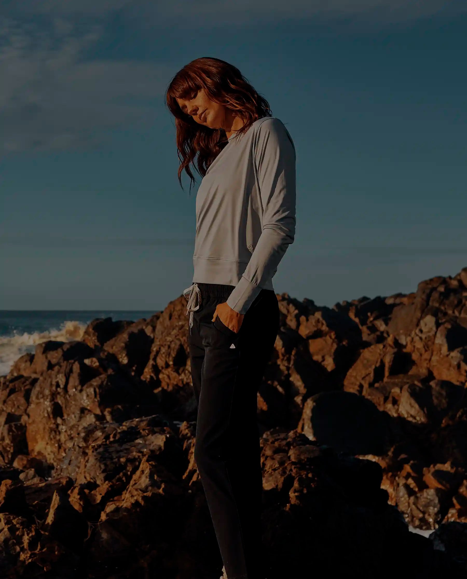 Follow Elara Sun Tee L/S - Light Grey — women's wakeboard tee
