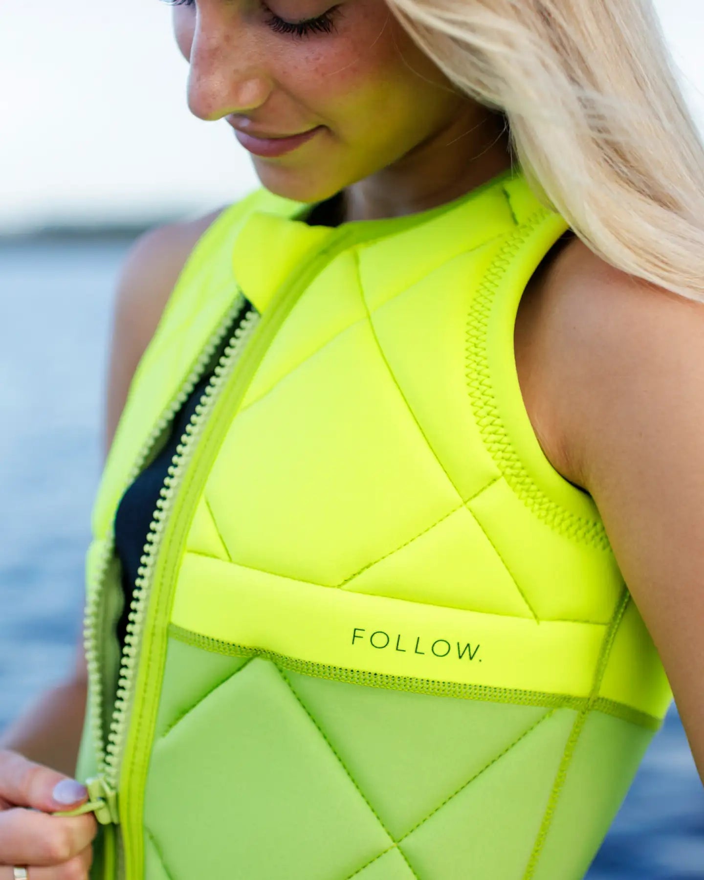 Follow Athena Impact Vest - Fluro Yellow lifestyle  5