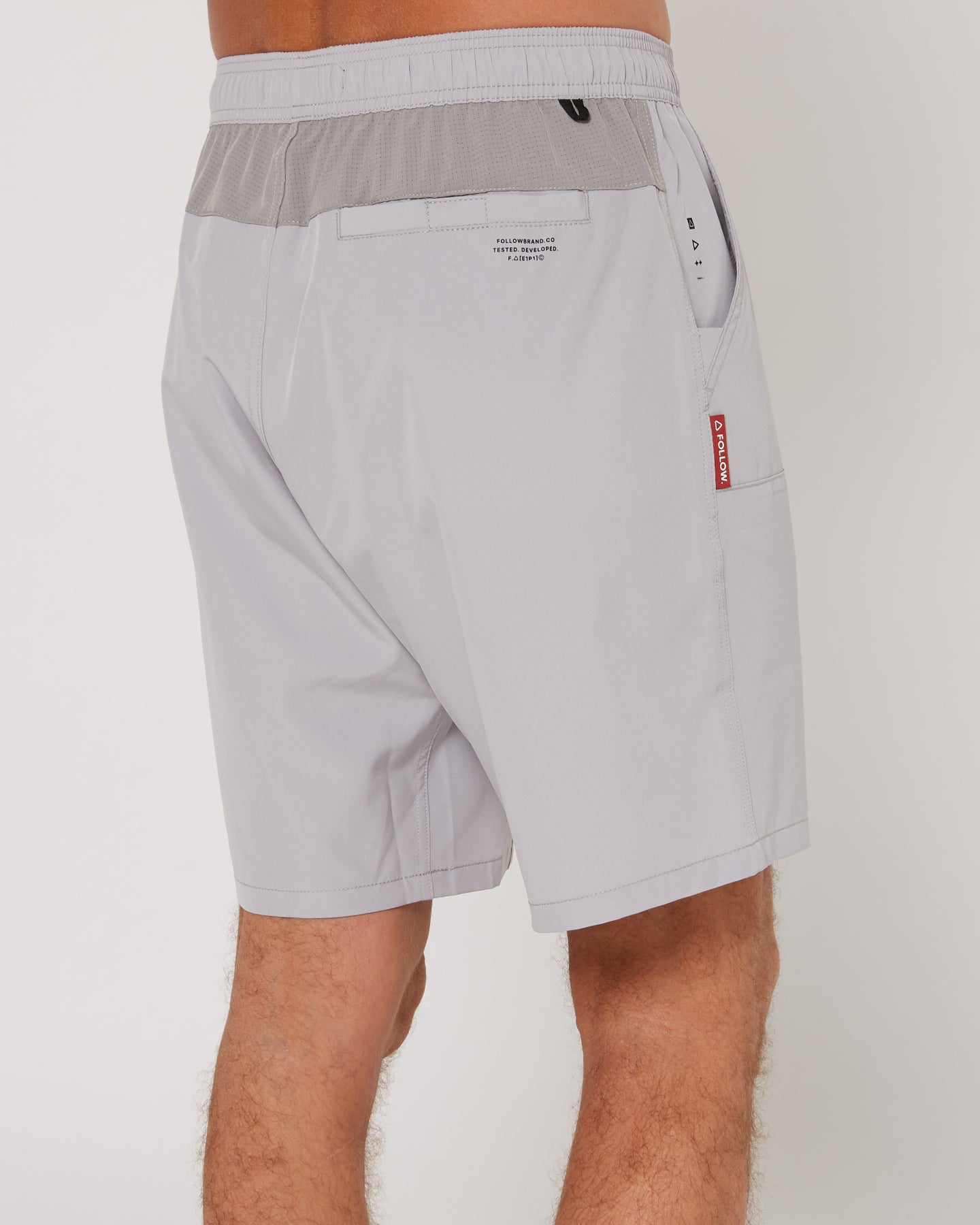 Follow All Day Shorts - Light Grey — men's wakeboard shorts, studio view 05