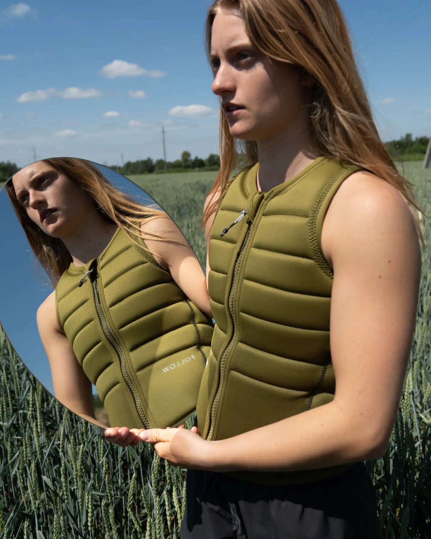 Follow Total Womens Impact Vest - Olive lifestyle 3