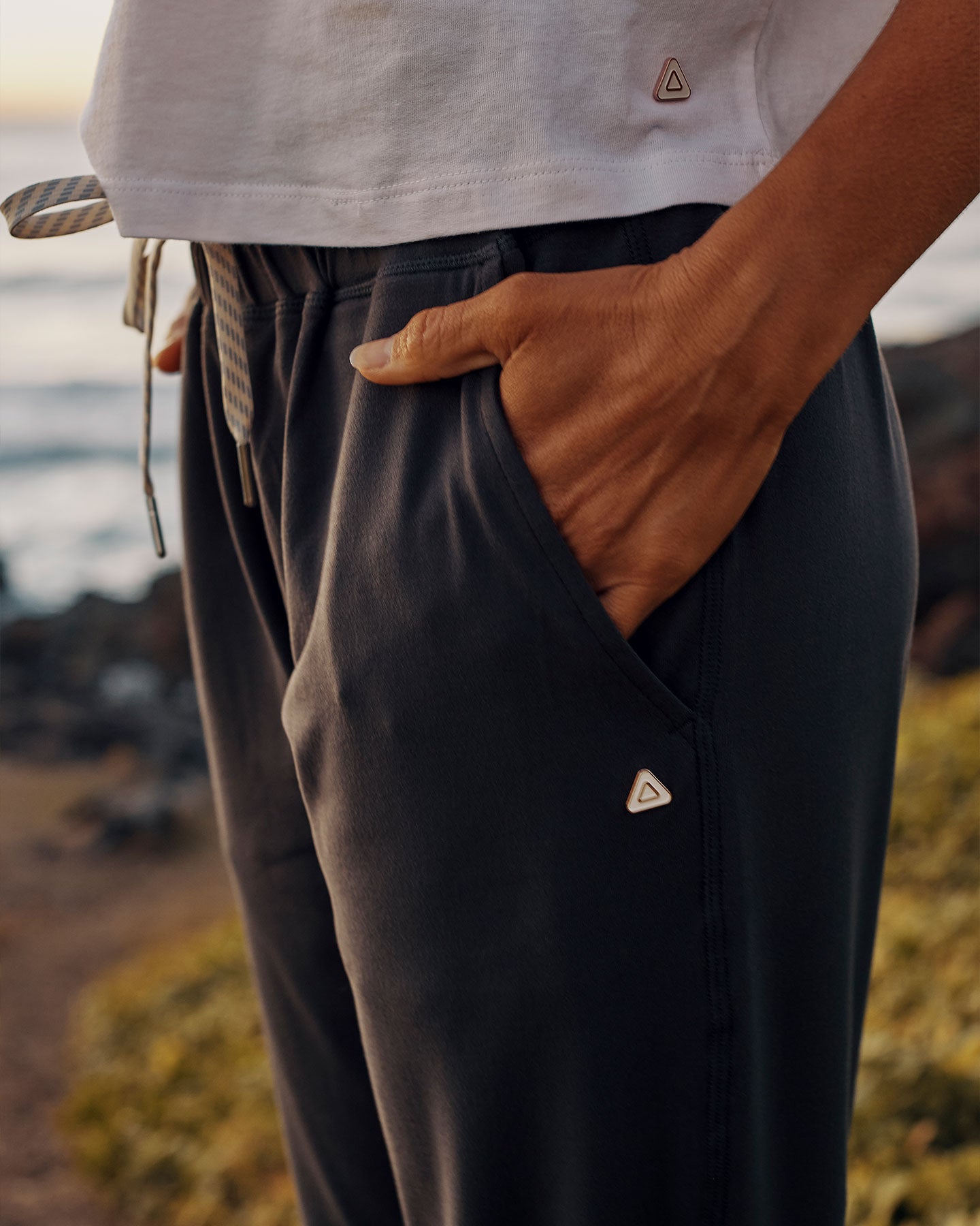Follow Serena Jogger - Deep Charcoal — women's wakeboarding jogger, lifestyle view 4
