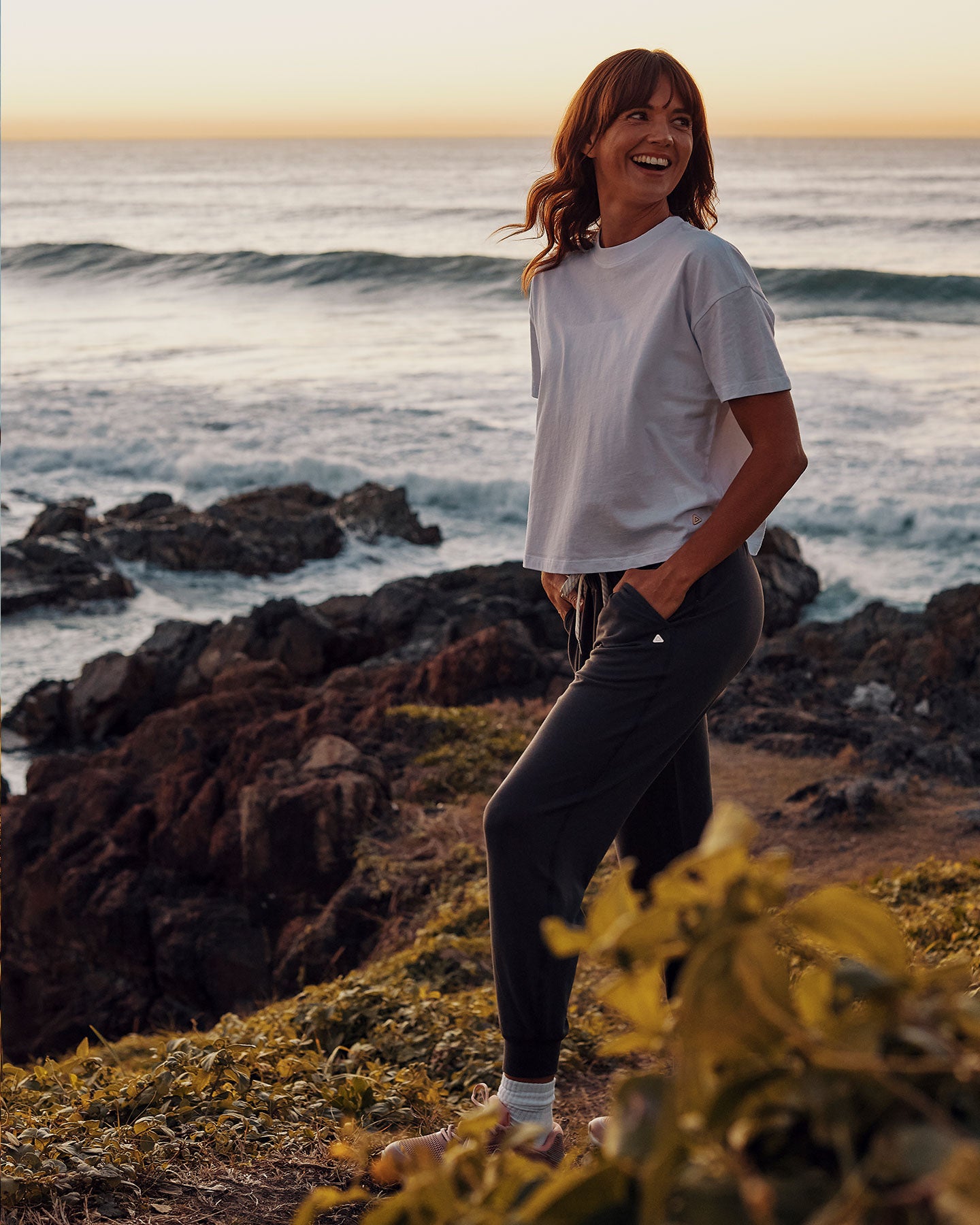 Follow Serena Jogger - Deep Charcoal — women's wakeboarding jogger, lifestyle view 2