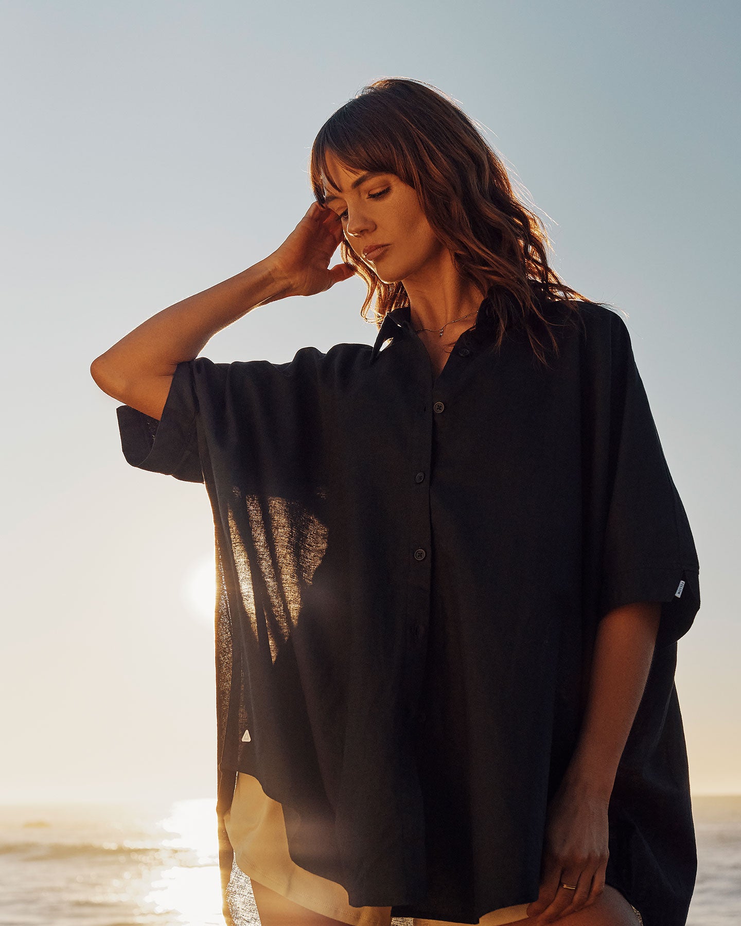 Follow Isla Linen Shirt - Black Lifestyle 2