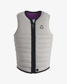 Gray Impact vest with a black zipper and Follow. Brand triangle logo on a white background